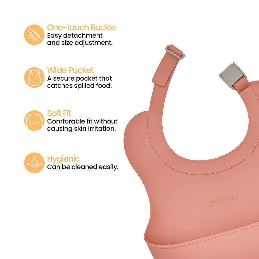 One - touch buckle silicone baby food Bib - shop_name uae and saudi arab