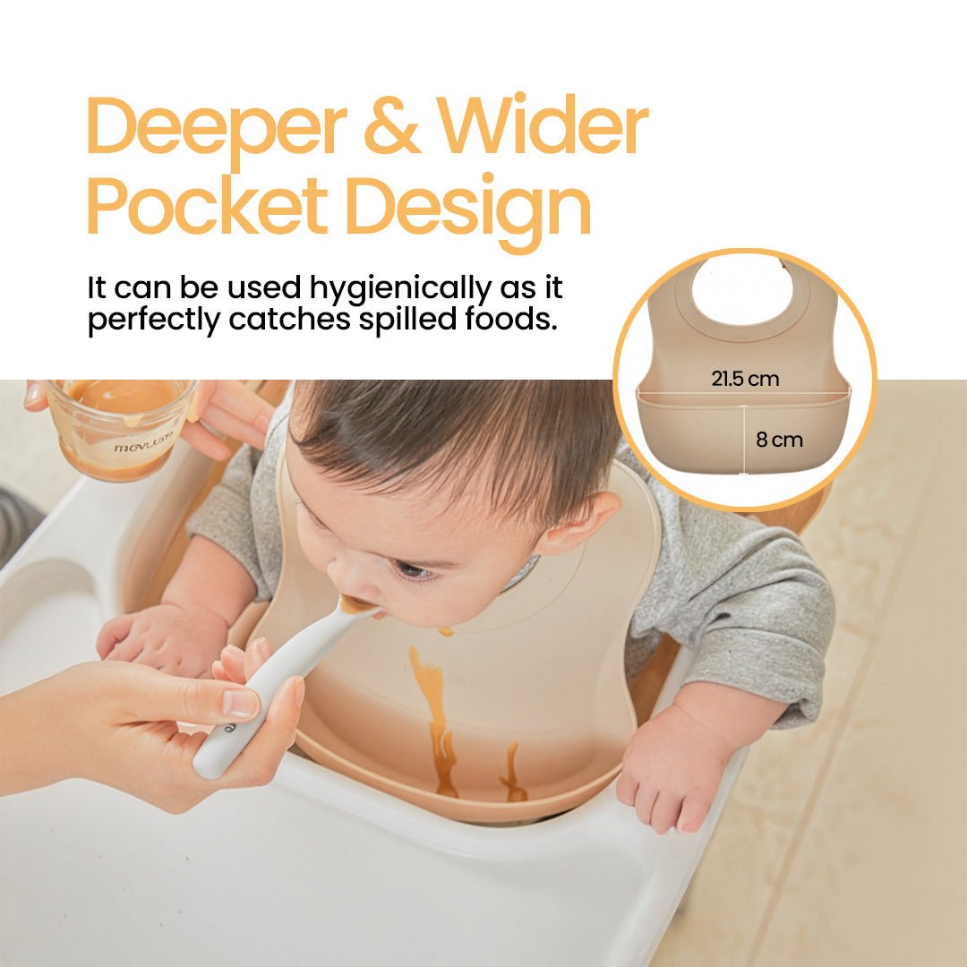 One - touch buckle silicone baby food Bib - shop_name uae and saudi arab